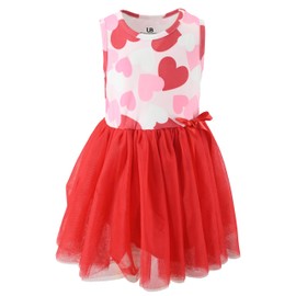 Unique Baby Girls Sleeveless Valentines Day Hearts Dress Outfits for Girl Toddler and Big Kids (4Y, Floating Hearts)