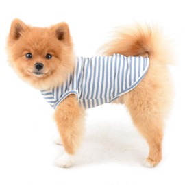 PAIDEFUL Stripes Dog Shirts for Small Medium Dogs Cats Soft Cotton Vest T-Shirts Seeveless Breathable Puppy Girls Boys Chihuahua Clothing Pet Summer Wear Outdoor Blue XL