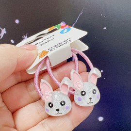 Easter Pink Bunny Hair Ties Set (2 Pcs) - Perfect for Women & Girls, Easter Hair Ties (Easter Pink Bunny)