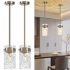 Brushed Nickel Pendant Lights Kitchen Island 4.72" Hammered Glass 2