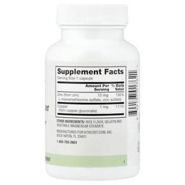 Vitacost Zinc  Copper 15 mg  1 mg - 100 cápsulas                                                                                                      