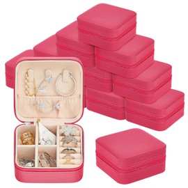 12 Pcs Travel Jewelry Case Bridesmaid Gift Boxes Jewelry Travel Organizer Small Jewelry Box Mini Storage Organizer Storage Box for Women Girls Bridesmaid Gift(Rose Red)