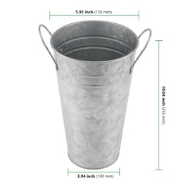 HAKZEON 6 Pack 10 Inches Galvanized Metal Vase, Rustic Farmhouse Tall Galvanized Metal Flower Vase for Wedding, Table, Home Decor