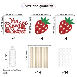 12 PCS Strawberry Centerpieces Sticks, Strawberry Baby Shower Decorations, Strawberry Birthday Decorations, A Berry Sweet Baby Is On The Way Party Decor Supplies Red