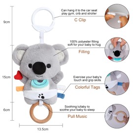 COTTONBEBE Koala Cuddly Toy Baby with Music, Music Box, Baby Pram Toy, 0+ Months, Plush Toy, Music Toy for Girls Boys, Musical Baby Toy, Soft Toy, Baby Gift, 15 cm