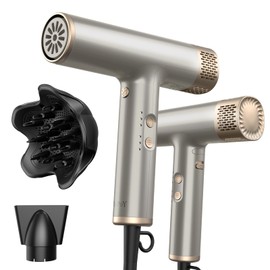 YAPOY Professional Hair Dryer with Diffuser Fast Drying 200 Million Ionic Blow Dryer with 110, 000 RPM High-Speed No Heat Damage Intelligent Thermo-Control Low Noise, Silver