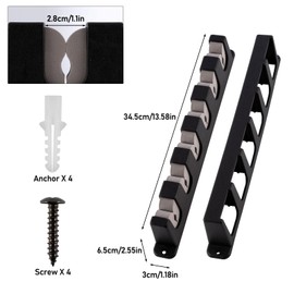 Dr.Fish 1 Pair Wall Mounted Fishing Rod Pole Holder Rod Stand Fishing Rod Wall Vertical Fishing Rod Holder for Storing 6 Rods Complete with Accessories in Box