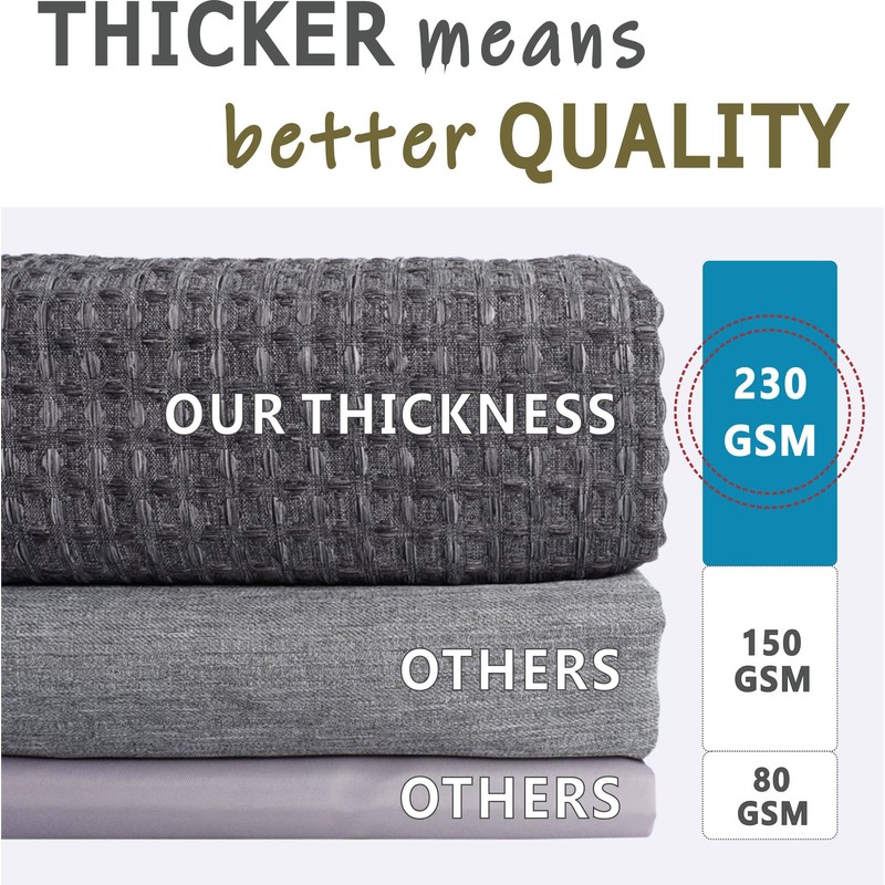 Dark Grey Waffle Shower Curtain: 96 Inch Gray Textured Heavy