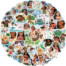 Stickers,100Pcs Moana Stickers for Water Bottle Laptop Phone Scrapbook Journaling,Cute Movie Film Vinyl Waterproof Decals for Toddlers Teens Adults,Aesthetic Cartoon Princess Stickers
