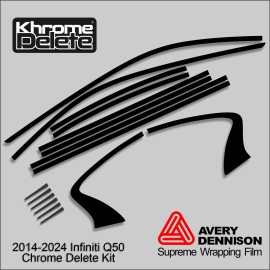 Avery Supreme Wrap Glossy Black Chrome Delete fitting 2014-2024 Infiniti Q50 Sedan