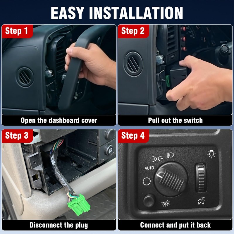 JIANGGAI Headlight Switches, Light Dimmer Switch Compatible with Silverado 2003-2007,