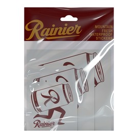 Rainier Bumper Car Sticker Set - 3 Pack (Small, Med, Lg) Rainier Stickers for Beer Lovers - Rainier Beer Can with Leg Decal - Indoor and Outdoor Durable Vinyl Sticker, Weather Resistant Vinyl Decals