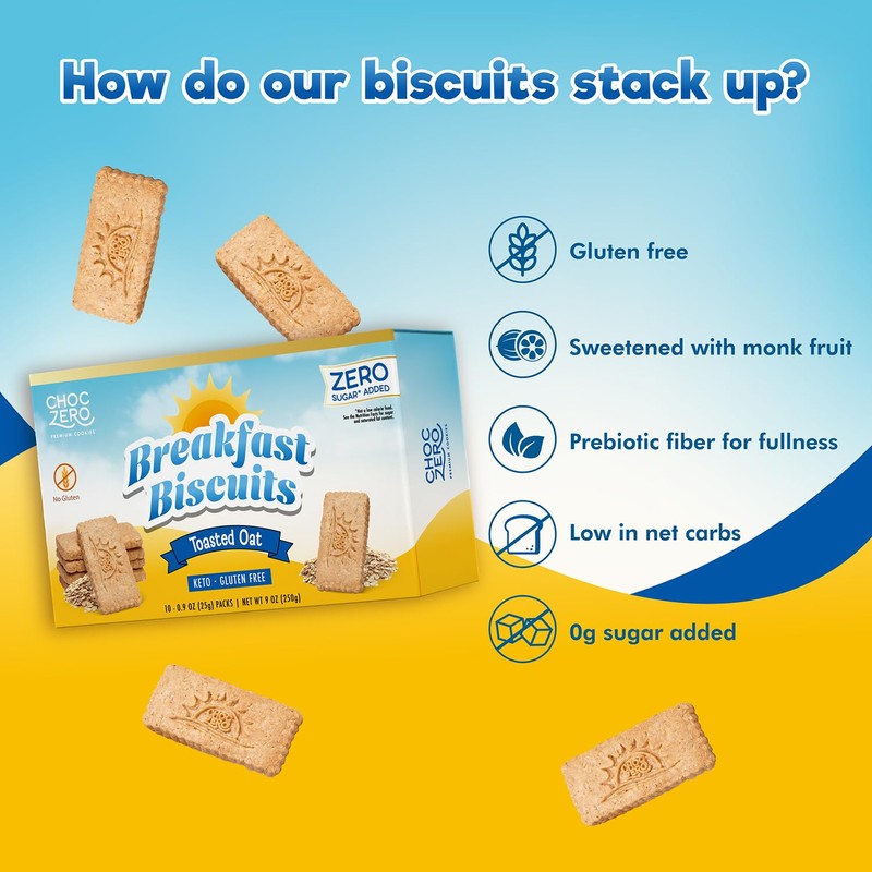 ChocZero Breakfast Biscuits, Toasted Oat, Gluten Free, Grain Free, No