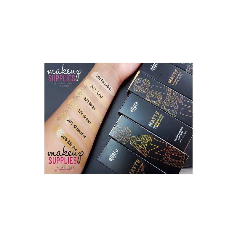 Base Líquida Adara Paris Matte Alta Cobertura Tono 204 Golden