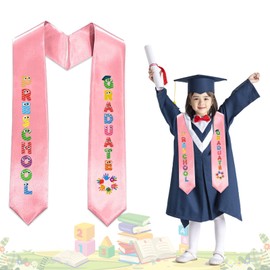 Estivaux 2025 Kindergarten Graduation Sash Preschool Graduation Printed Stole Class of 2025 Stole Sash Gown Decor Pink Satin Scarf for Kindergarten Graduation Party Favor