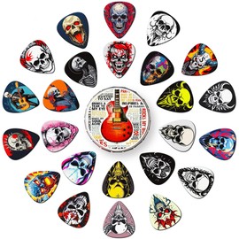 Guitar Picks 24 Pack,Skull Guitar Pick Variety Pack 4 Thicknesses(Set-9)