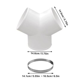 3 Way Duct Connector Duct Splitter for Exhaust ABS Duct Connector Fan Dryer Vent Hose 4 Inch Y Shape for 4 Inch Hose(Dia:100mm) (6 Inch)