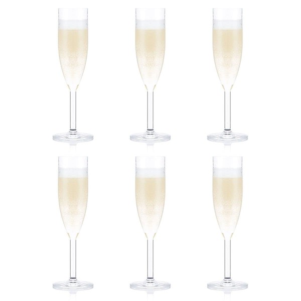 Bodum Octet Shatterproof Glass SAN Plastic Champagne Flute 6 Pack (1 Pack) 6