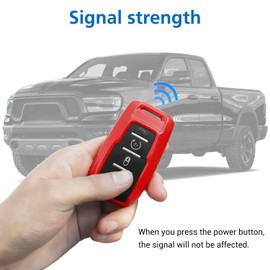 SQQP ABS Key Fob Cover for 2018-2023 Dodge RAM 1500 2500 3500, Key Fob Shell Protector Shell Keyless Remote Control Smart Key Holder(Red)