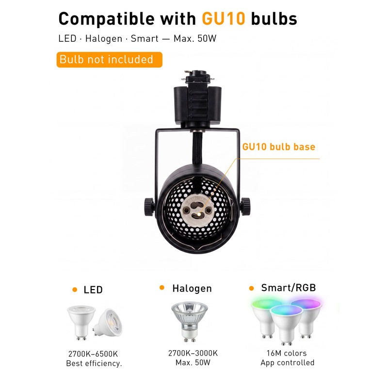 [6 Pack] CLOUDY BAY H Type Track Lighting Heads to