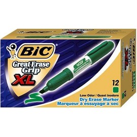 Bic Great Erase Grip XL Dry Erase Marker, Green, 12 Dry Erae Markers (3 Packages of 12 Dry Erase Markers)