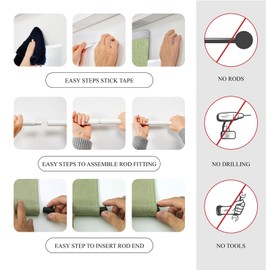 WdFour Triple Layers,UV Protect,100% Light Block, Multi-use, no Noise, Easy Installed Door Curtains, Adjustable Roller Shade, Window Blind, for Office, Wards and Home(26Wx70L,Matcha,1 Piece)