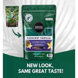 Zavida Coffee Whole Bean Coffee, Hazelnut Vanilla, 32 oz.