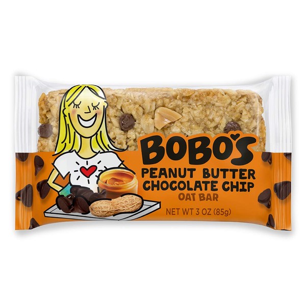 Bobo's Oat Bars (Peanut Butter Chocolate Chip, 12 Pack of 3 oz Bars) Gluten Free Whole Grain Rolled Oat Bars - Great Tasting Vegan On-The-Go Snack, Made in the USA