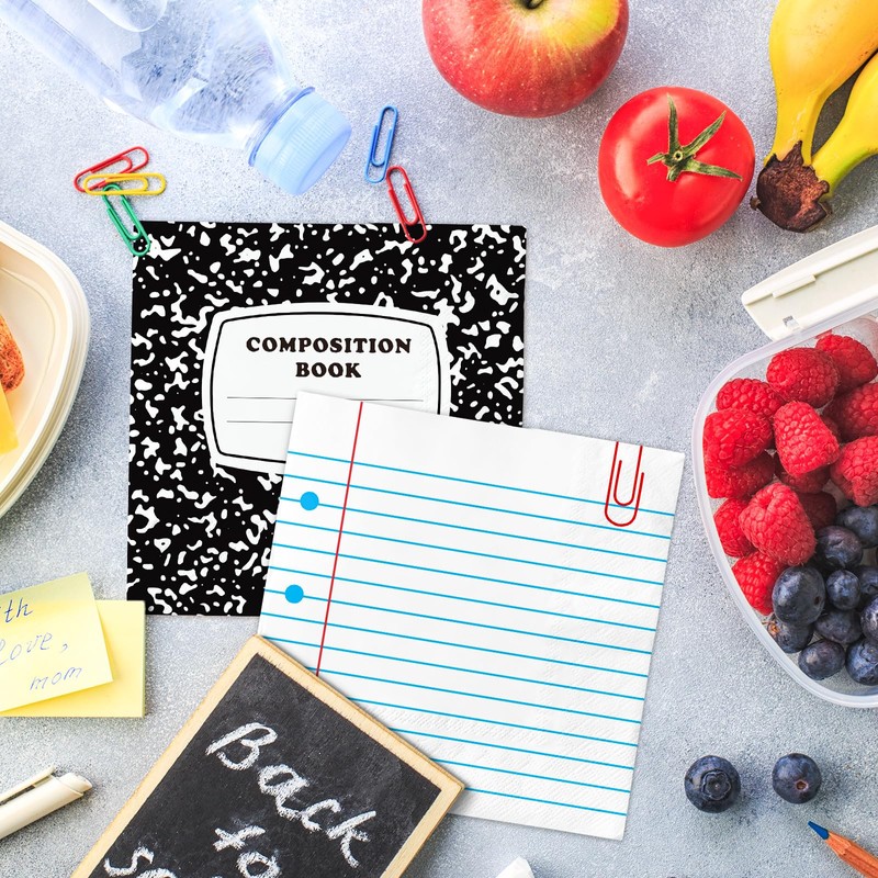 100 Pcs Back to School Napkins Reversible Paper Disposable Napkins