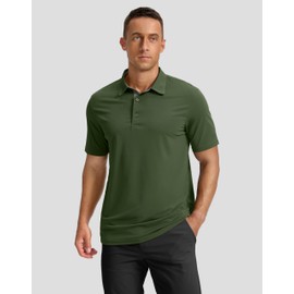 Men's Golf Shirts Dry Fit Moisture Wicking Performance Short Sleeve Collared Polo Shirts for Casual Tennis Bussiness (Dark Green, XXXL)