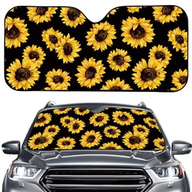 WUYOJUXA Sunflower Car Shades for Front Windows,Sunflower Car Accessories Universal Windshield Sun Shade Protector Folding Auto Sun Visor Blocks UV Rays Keeps Your Vehicle Cool