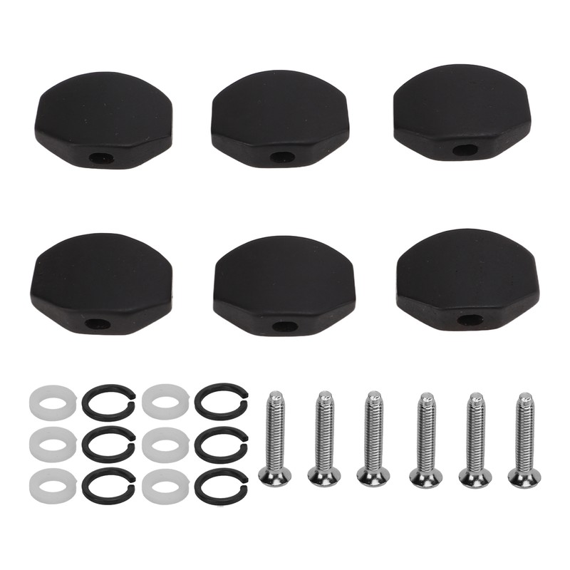 6Set Guitar Tuning Peg Buttons Ebony Metal Tuner Machine Head