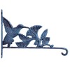 Hummingbird & Flowers Plant Hanger Flower Basket Hook Verdigris Cast