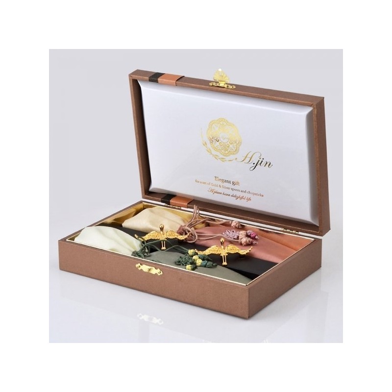 (H.jin) Hyunjin NEW Silk Twin Cranes Titanium Gold / (H.jin)현진