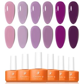 TONITU G · Gel Nail Polish Set 6 Colors Gel Polish Kit, Light Pink Strawberry Lavender Violet Lilac Plum Nail Art Design Soak Off LED at Manicure DIY Home Salon Gifts for Women Girls