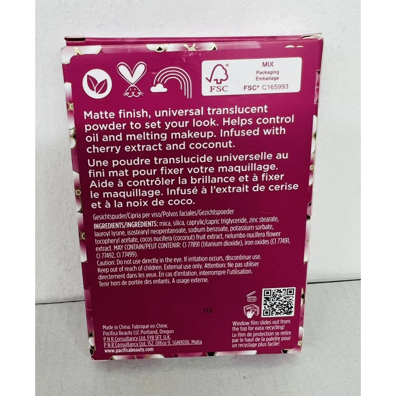 Pacifica SHADE 1 Neutralizing Mineral Mattifier Translucent Powder 0.28 oz