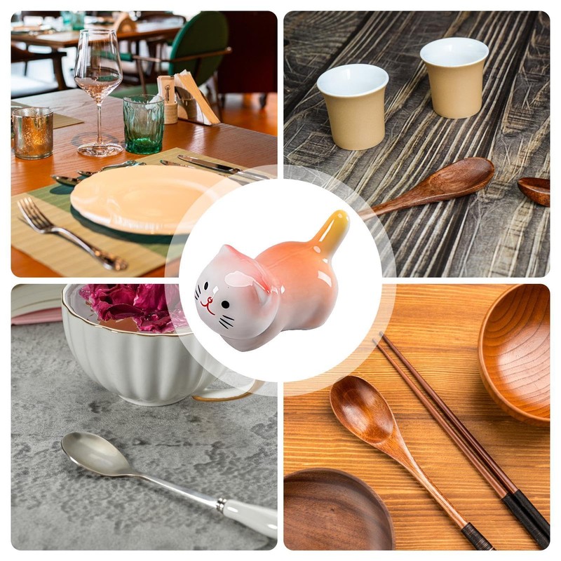 Cute Cat Chopsticks Rest | Ceramic Chopsticks Holder Desk Ornament