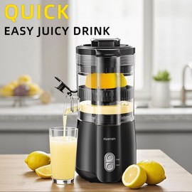 Electric Lemon Juicer, Hand-Free Citrus Juicer Machine with Cleaning Brush, Automatic Juice Squeezer for Lemon, Lime, Grapefruit, Pomegranate, One-Touch Operation & Easy Clean