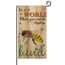 Cute Bee with Pattern Garden Flag 16x30in, Honey Bee Decor Welcome Flag Vertical Double Sided, Outdoor Spring Decoration Farmhouse Small Flag for Yard Lawn Home Decor