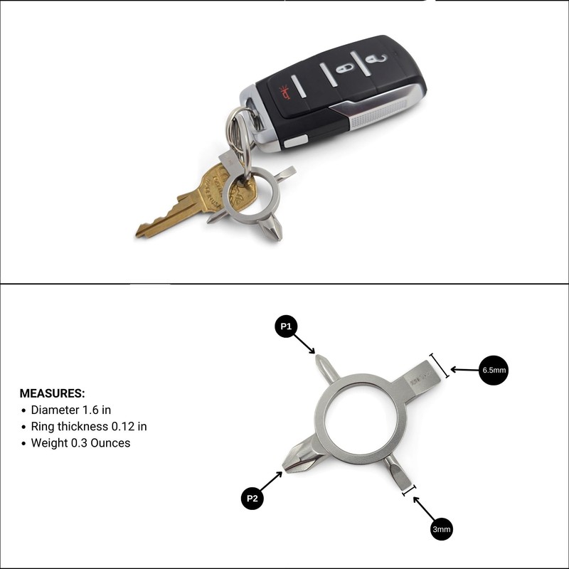 Screwdriver Keychain with Phillips and Flat Head - Tiny EDC