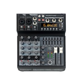 Morefand DJ-4 USB Professional Audio Mixer, 4-Channel, Bluetooth 5.0, 16 DSP Effects, 7-Band EQ, 48V Phantom Power