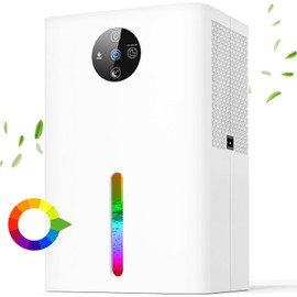 Dehumidifier, 63OZ Quiet Dehumidifiers for Home with Auto Shut Off, Auto Defrost, Timer, Sleep Mode, 7 Color Light Portable Small Dehumidifier for Bedroom,Bathroom,Basement, Closet, RV (1800ML)
