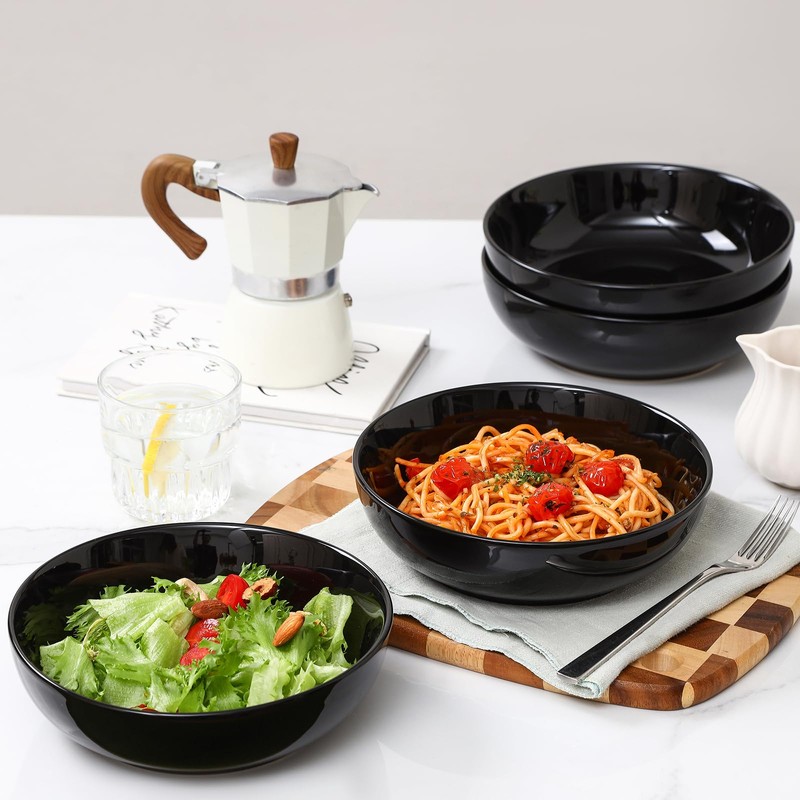 Selamica Ceramic Pasta Bowls Set of 4, Large Salad Bowl,