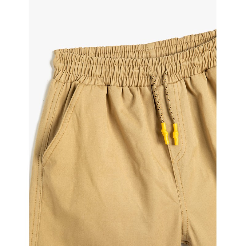 Koton Boys's Canvas Pockets Drawstring Cotton Shorts, Camel (100)