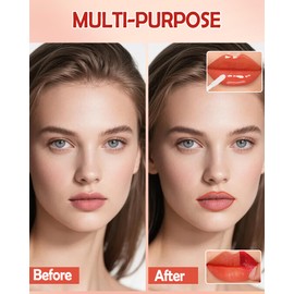 2 In 1 Peel Off Lip Stain Oil Combo, Dual Ended Waterproof Long Lasting Tattoo Lipliner with Clear Lip Gloss, Transfer-Proof and Non Sticky Peel Off Lips Tint Stain, Mirror Finish Lipstick-01 Crush