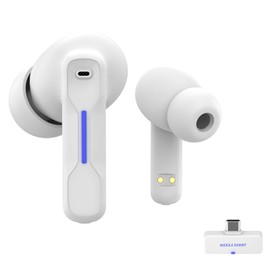Middle Rabbit SW4 USB Wireless Earbuds for PC and Laptop: Bluetooth Headphones with 2.4GHz Dongle for Work, Wireless Headset for Work, with Microphone, Earphones with Mic for Computer Desktop(White)