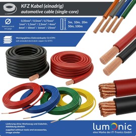 FLY Vehicle Cable 10 m Red 4 mm² Round Car Power Cable