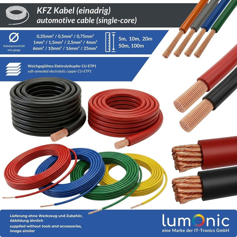 FLY Vehicle Cable 10 m Red 4 mm² Round Car