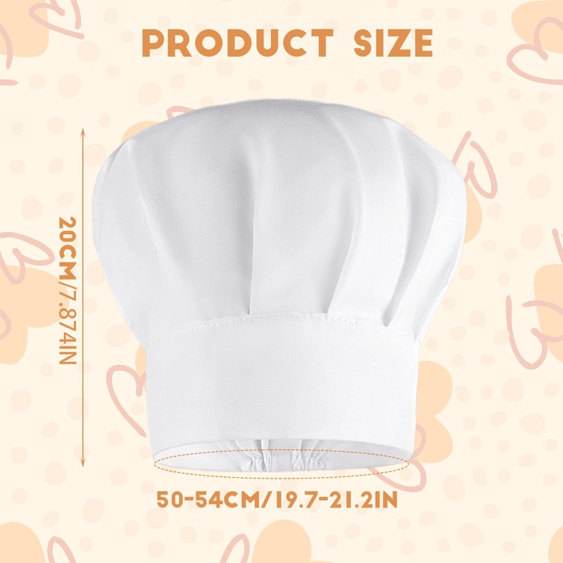 Chef Hat for Kids Adjustable White Chef Hats Elastic Cotton