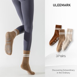 ULEEMARK Womens Pilates Non slip Yoga Socks Dance Gym Exercise Ankle Socks